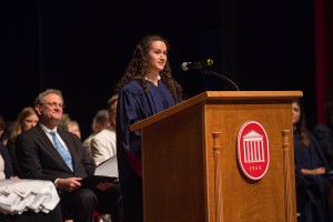 The Sally McDonnell Barksdale Honors College 2016 Senior Presentations-Maia Cotelo gives the address.  Photo by Kevin Bain/Ole Miss Communications