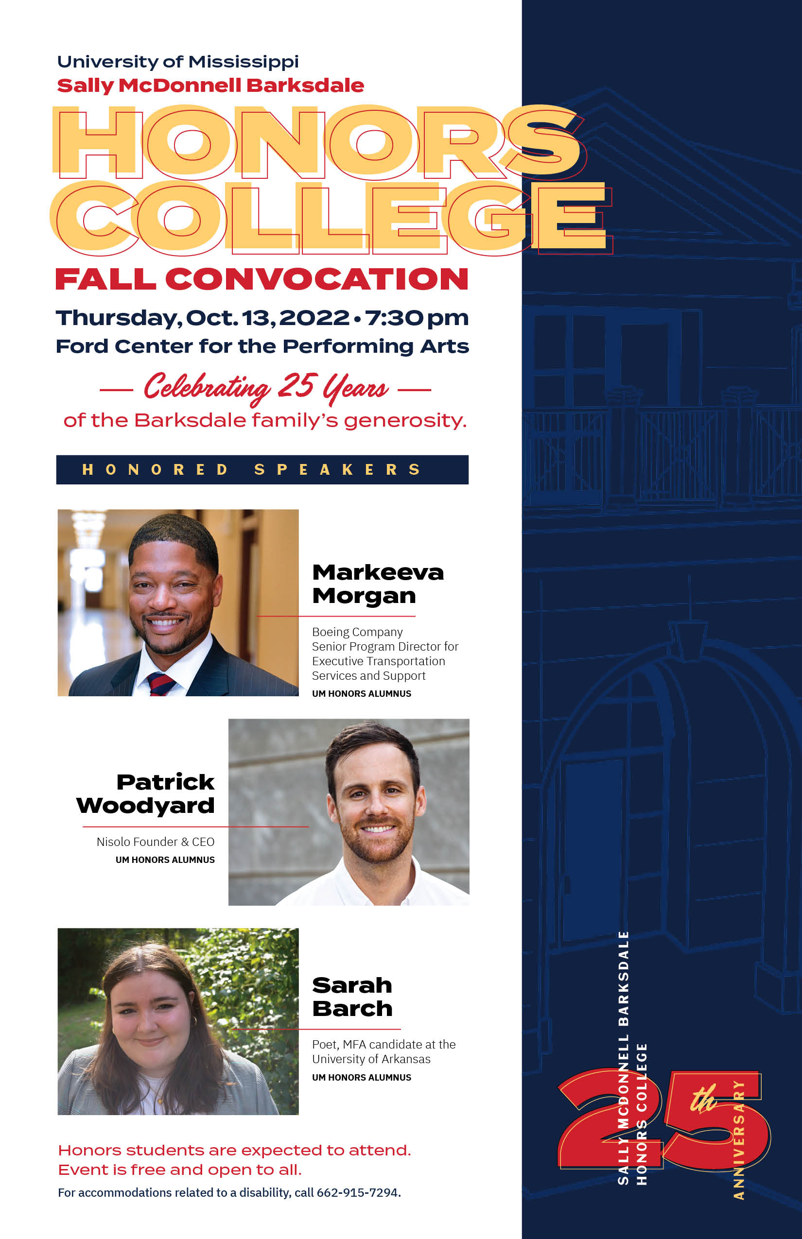 Honors Fall Convocation on October 13th